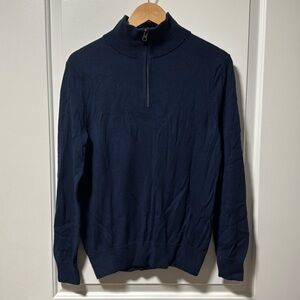 J. Crew Merino Wool quarter zip in navy size small